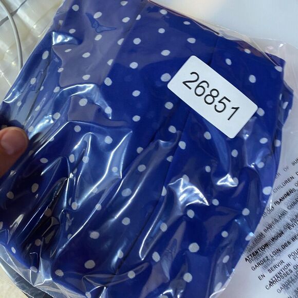 5/$45 A New Approach Blouse Women PL Petite Blue Polka Dot 1/2 Button V-Neck - Picture 9 of 9